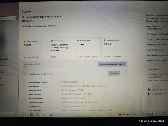 Notebook Lenovo IdeaPad S145 i7 10ª geração, 8GB RAM, SSD 256GB