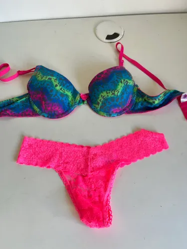 Conjunto lingerie pink com bojo renda tamanho P