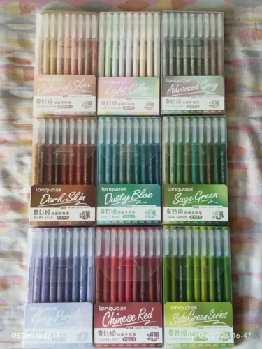 LOTE 03 - Languo Gel Pens - canetas de gel acrílicas 0,6mm - 9 conjuntos - 81 cores