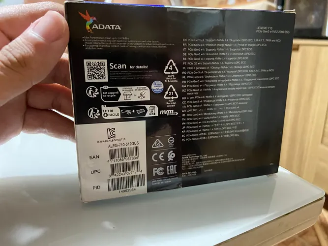 SSD NVMe M.2 ADATA Legend 710 512GB - Novo, sem uso!