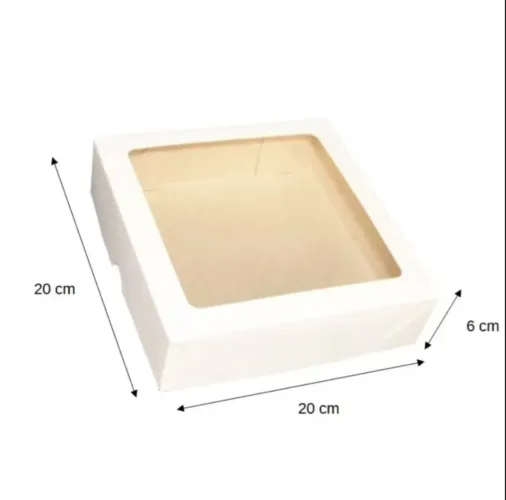 Kit 10 caixas para presentes - branca 20 x 20 x 6. Tampa com visor acetato