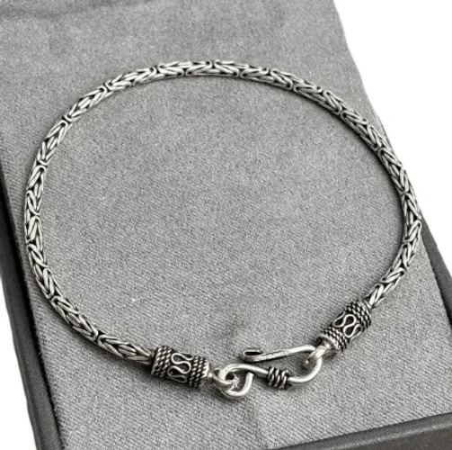 Pulseira De Bali Masculina Prata 925 Legítima Ponto Peruano