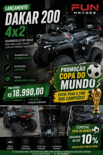 Quadriciclo Dakar 4x2 0km 200cc Novo Fun Motors 