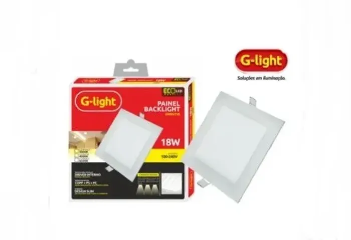 Painel 18W LED 6500K embutir G-Light LED quadrado