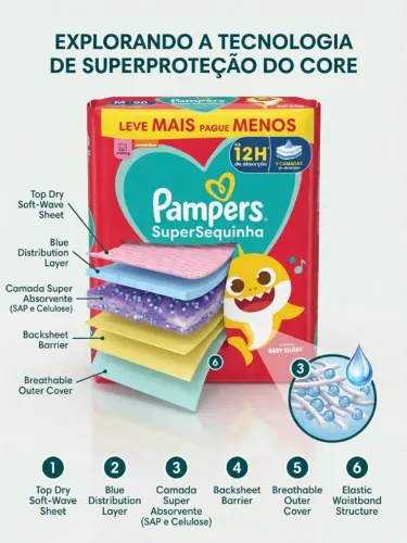 Fralda Pampers - T: M 90 Unidades