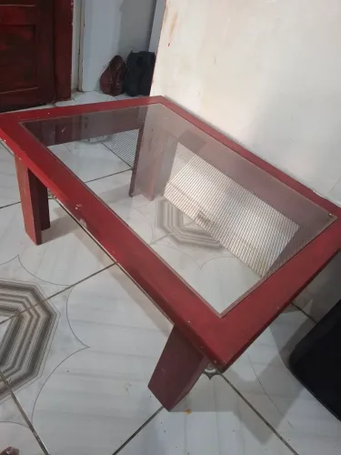 MESA DE CENTRO VIDRO MADEIRA