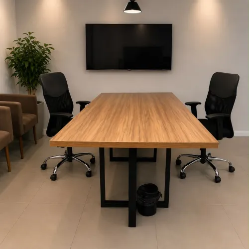 Mesa de reunião na cor amadeirada 2m grande