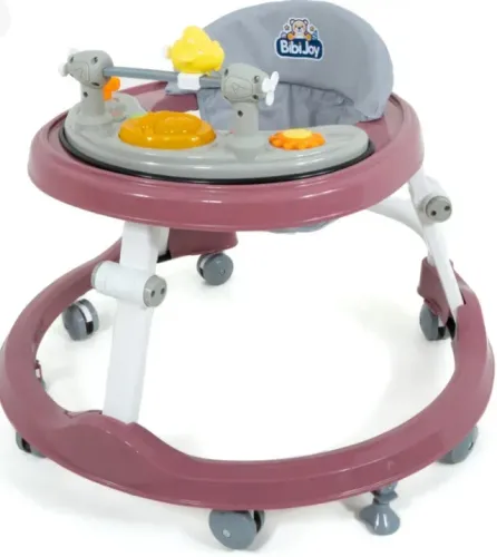 Andador Infantil Musical Premium Bibi Joy Rosa Para Bebês Menino E Menina