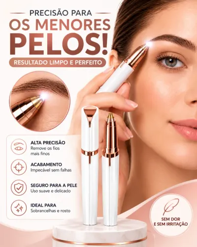 Caneta Removedora de Pelos Faciais e Sobrancelhas Com Led USB Elétrica Recarregável Bivolt