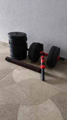 Kit alteres em aço 20kg com barra para treinos em casa