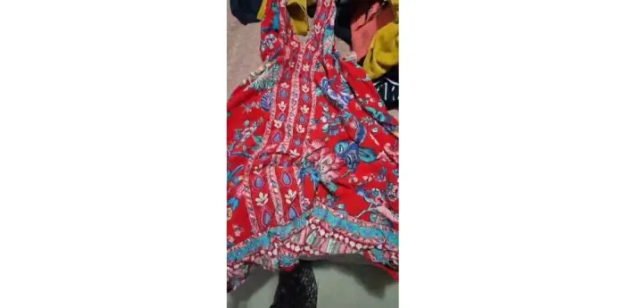 Vestido Longo Boho Floral Vermelho Frente Única Amarração Tam G