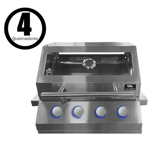 Churrasqueira a Gás para Embutir 4 Queimadores Gourmet Inox Mimo Style