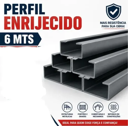 A escolha certa p/ sua obra - perfil enrijecido 6 metros 75x40 chapa 14 a vista 99,90