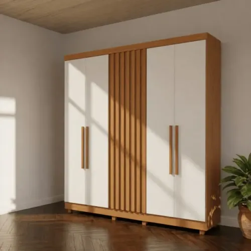 Guarda Roupa 06Portas 100%MDF 1.80M Detalhe Porta Ripada. Produto Novo Direto de Fábrica.
