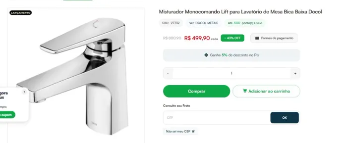 Torneira pra pia misturador