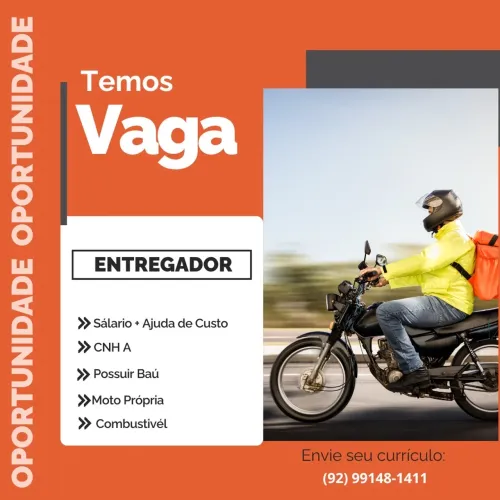 VAGA PARA MOTOCICLISTA COM MOTO PRÓPRIA 
