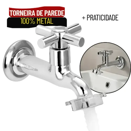 Torneira de Tanque e Jardim Luxo 100% Metal Resistente e Durável - SCS24