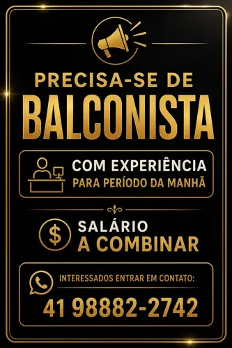 Vaga de balconista/atendente