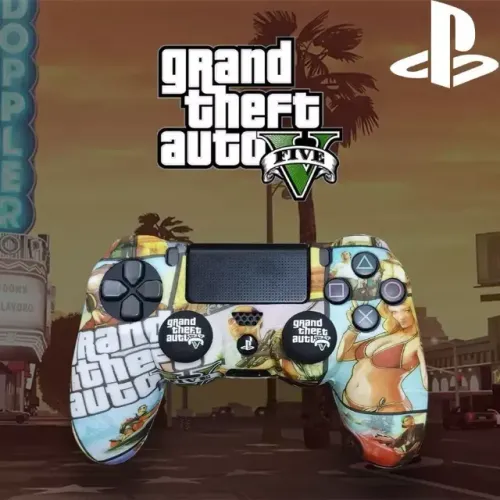 Controle PS4 + CAP DE PROTEÇÃO + PAR DE GRIP GTA 