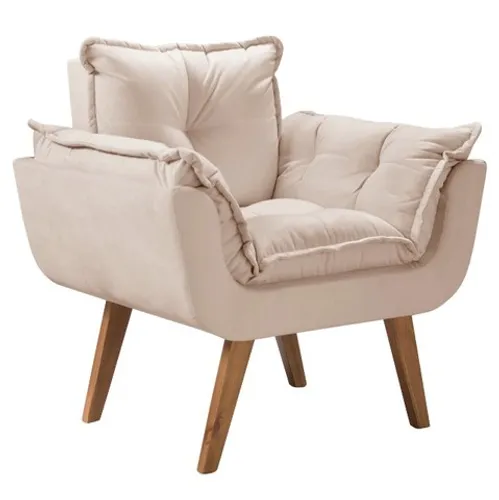 Poltrona Jamile Bege Claro - Frete Grátis - Receba Hoje