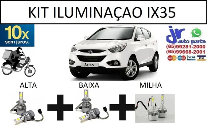 Kit Lampada Ultra LED (Alta/Baixa/Milha) ix 35 6000K 12V 24V