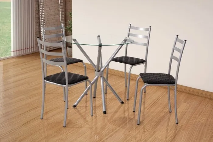 Mesa Maraba Tmp Vdr Redondo 75 Mart Chumbo 4Cds - Frete Grátis - Receba Hoje