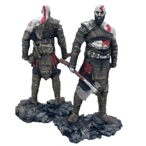 Miniatura do Boneco Kratos de God of War Feito de Resina 24cm