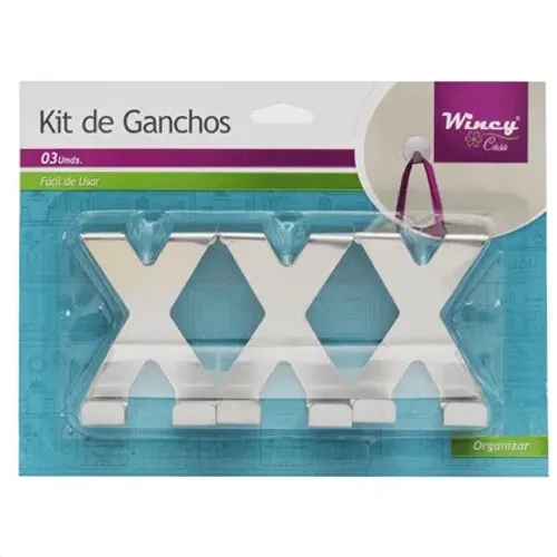 Kit Ganchos Multiuso 3pçs Inox 5cmx6,5cm Wincy - Ixd01037