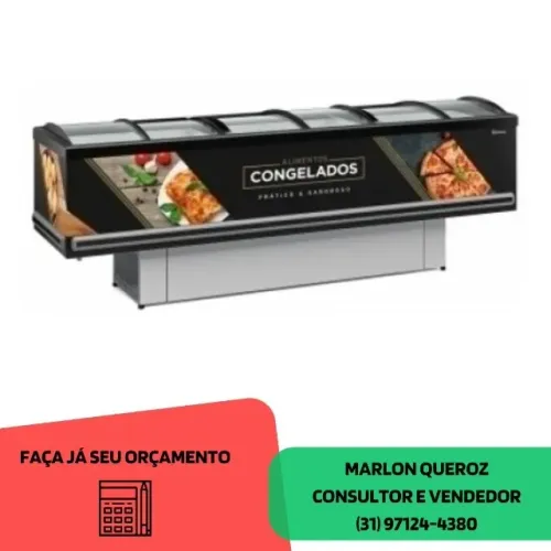 Ilha de Congelados Gelopar Vidro Curvo Nova