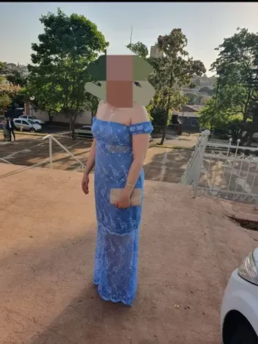 Vestido de festa longo azul serenity