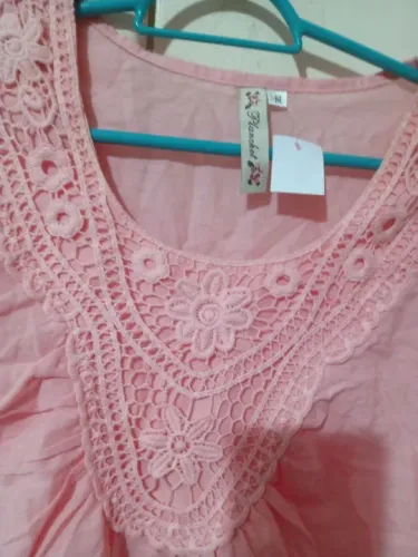 Saída de praia Feminina Rosa Decote em Renda - Tamanho M