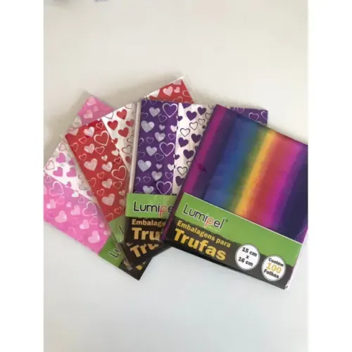 500 Embalagem para trufas e bombom 15x16 (coração: azul, rosa, preto, roxo e vermelho)