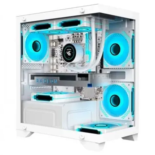 Gabinete Gamer K-Mex Poseidon II White, CG-W1F9, Lateral e Frontal em Vidro, S/Fan, Branco