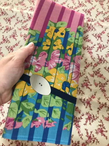 Carteira/bolsa De Mão Grande Tia Té Azul-aço Florido (Usado)
