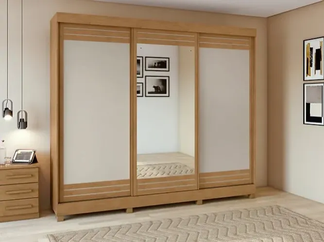 Roupeiro Nice Flex 3 Portas com Espelho - Entrega/Montagem Grátis para Fortaleza