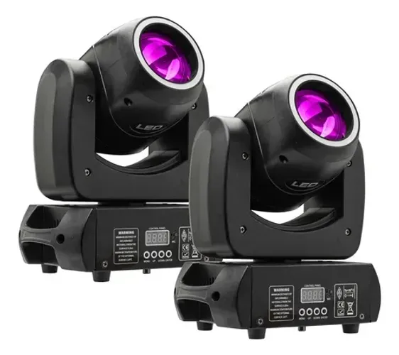 Kit 2 Moving Head Beam 100W LED 8 gobos prisma fita LED control DMX na case