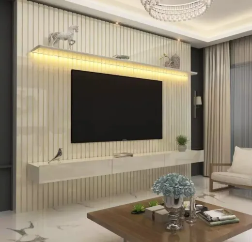 Painel de TV Moderno e Elegante ripado MDF gelius