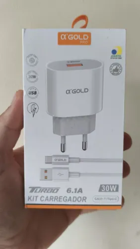 Kit Carregador Turbo 30W + Cabo Tipo-C - *Gold Pro