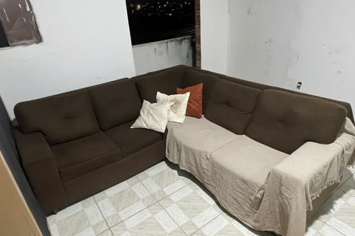 Sofá de canto 6 lugares veludo 3 módulos