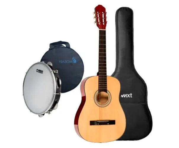 Violão Vogga Aço Acústico C/ Capa e Pandeiro PHX C/ Capa KIT completo