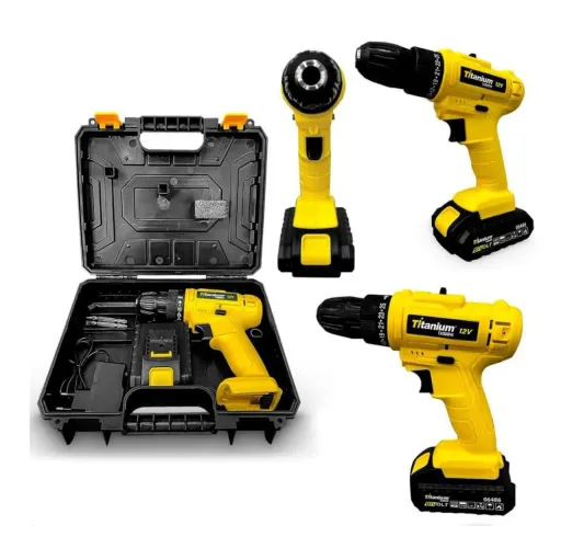 Parafusadeira Furadeira 12V Bivolt Titanium sem fio - Nova