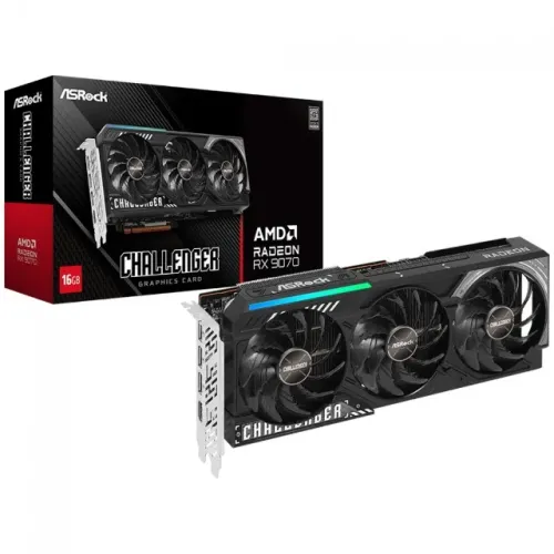 Placa de Vídeo ASRock AMD Radeon RX 9070 Challenger, 16GB, GDDR6, FSR, Ray Tracing