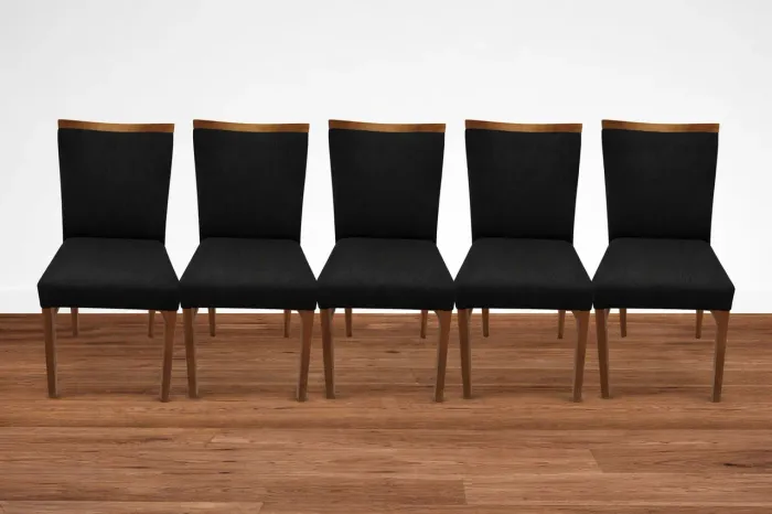 5 Poltronas Pretas Estofadas em linho 