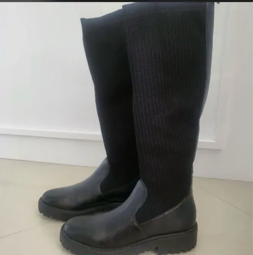 Bota Feminina Cano Alto Preta Nova!