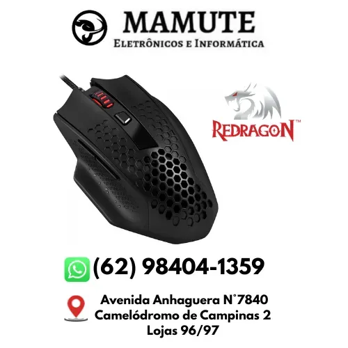 Mouse Gamer Redragon Bomber 12400dpi Ergonômico RGB Preto M722