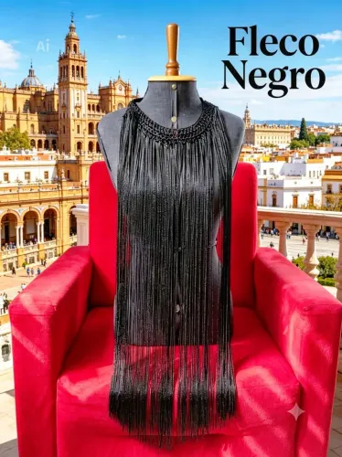 Fleco Flamenco Preto Acabamento Artesanal / Acessório de Dança