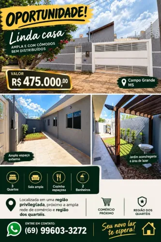 CASA A VENDA EM CAMPO GRANDE MS, Casa abaixo do preço de mercado