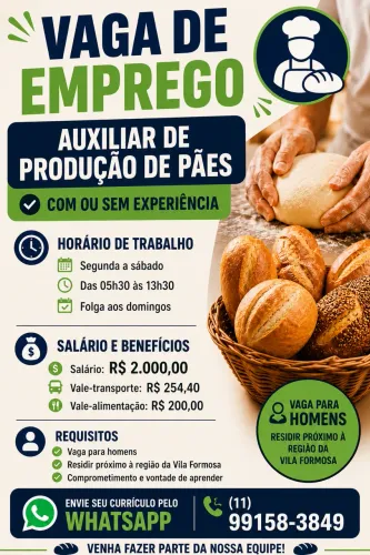 Contrato auxiliar de produção de pães