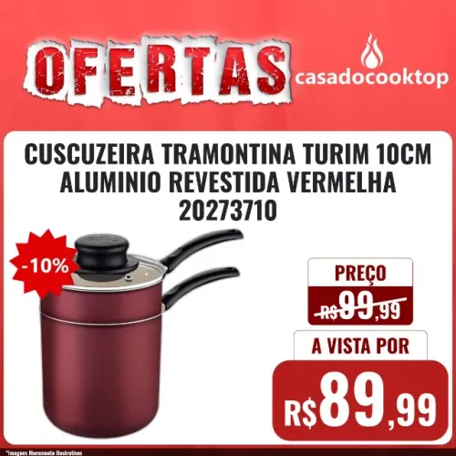 CUSCUZEIRA TRAMONTINA TURIM 10CM ALUMINIO REVESTIDA VERMELHA 20273710