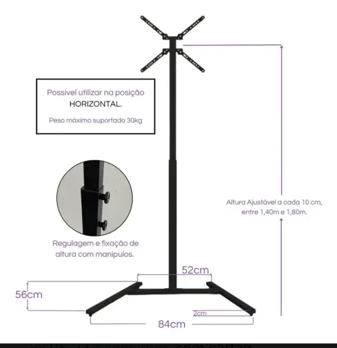 SUPORTE PEDESTAL TV FIXO 32 A 55 DE AÇO BASE FIXA